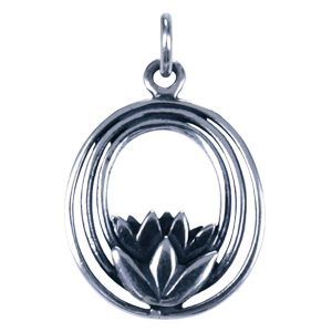 Zilveren hanger lotusbloem