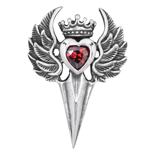 Zilveren hanger kruis met vleugels en kroontje