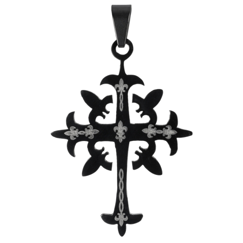 Zwarte rvs hanger Keltisch kruis