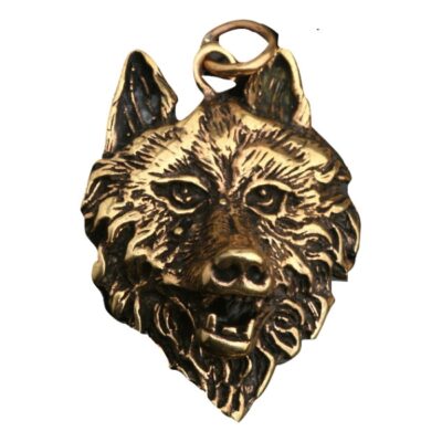 Bronzen hanger wolvenkop
