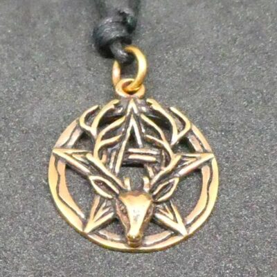Bronzen hanger pentagram met hert