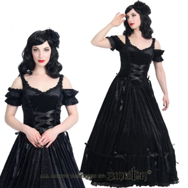 Lange zwarte gothic jurk