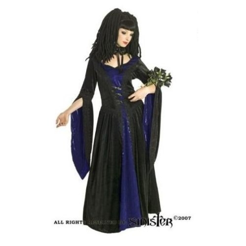 Lange gothic jurk van Sinister paars zwart