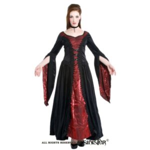 Lange gothic jurk van Sinister rood zwart