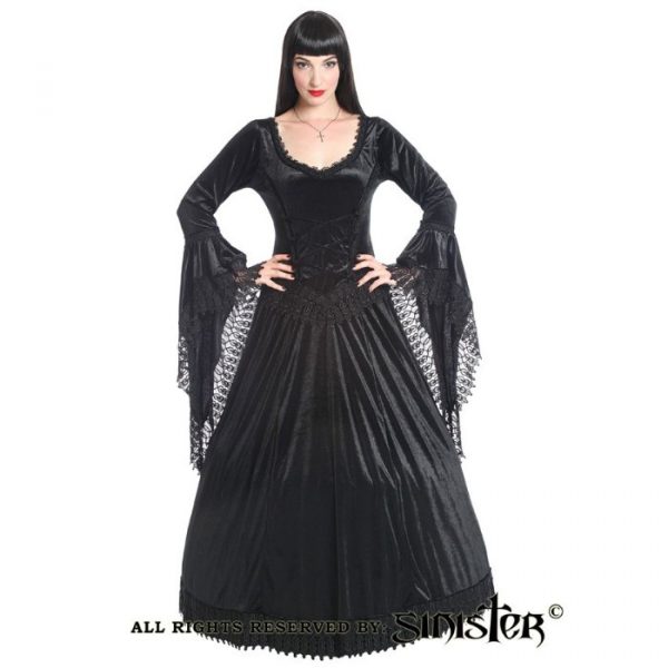 Lange zwarte gothic jurk