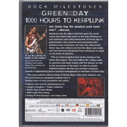 DVD Green Day 1000 hours to Kerplunk achterkant