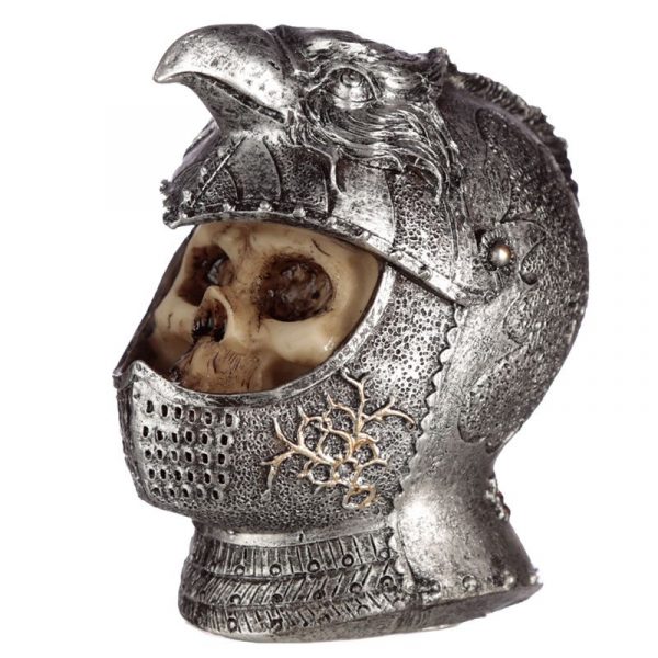 Decoschedel met helm met vogel zijkant