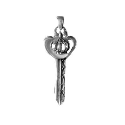 Zilveren hanger sleutel met kroontje