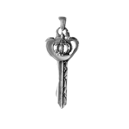 Zilveren hanger sleutel met kroontje