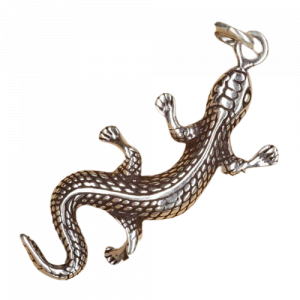 Zilveren hanger gekko