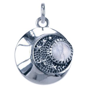 Zilveren hanger zon, maan en sterren met maansteen