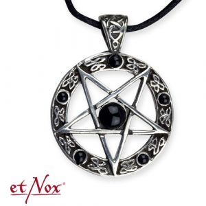 etNox zilveren hanger pentagram met zwarte steentjes