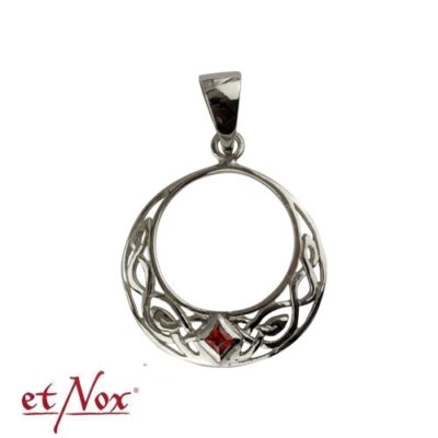 etNox zilveren hanger Keltische knopen met rode zirkonia
