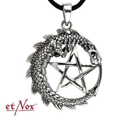 etNox rvs hanger pentagram met draak vooraanzicht