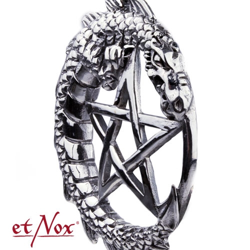 etNox rvs hanger pentagram met draak zijaanzicht