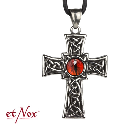etNox rvs hanger Keltisch kruis met rood oog