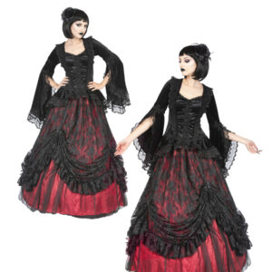 Middeleeuwse rok met tule en satijn en kant